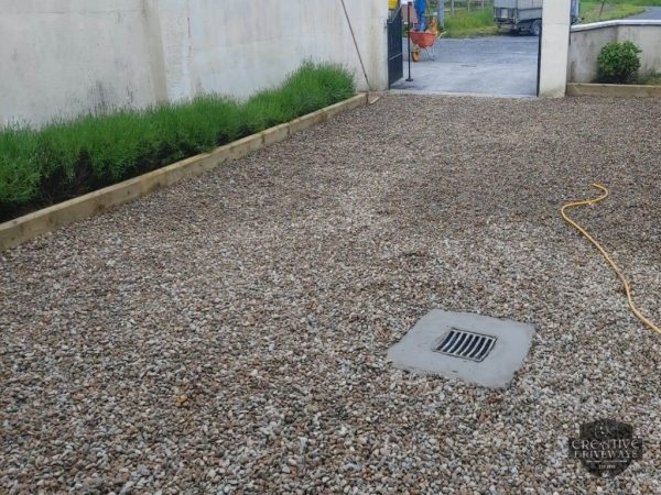 Gravel being laid on a driveway in Tullamore
